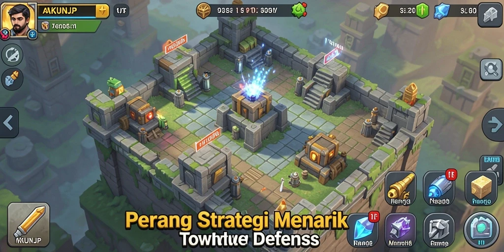 Screenshot utama menunjukkan aksi menakjubkan dalam gameplay Tower Defense.