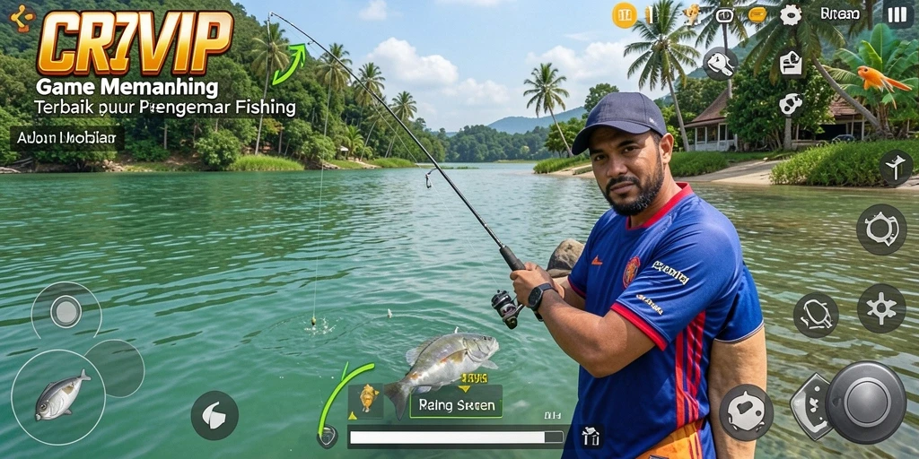 Gameplay seru CR7VIP dengan berbagai jenis ikan menanti untuk ditangkap.