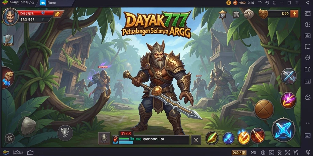 Tampilan seru gameplay DAYAK777 dengan pertarungan epik.