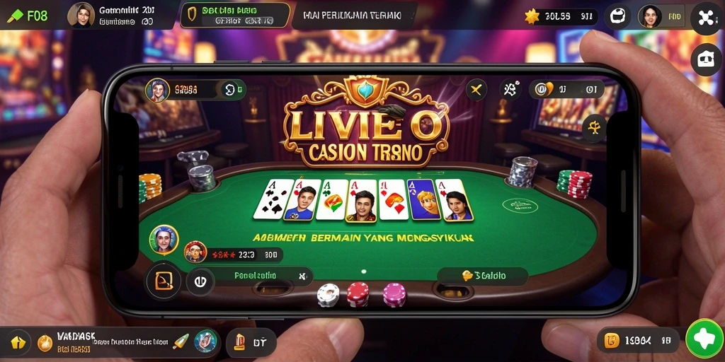 Screenshot gameplay F08 menampilkan suasana kasino yang mendebarkan.