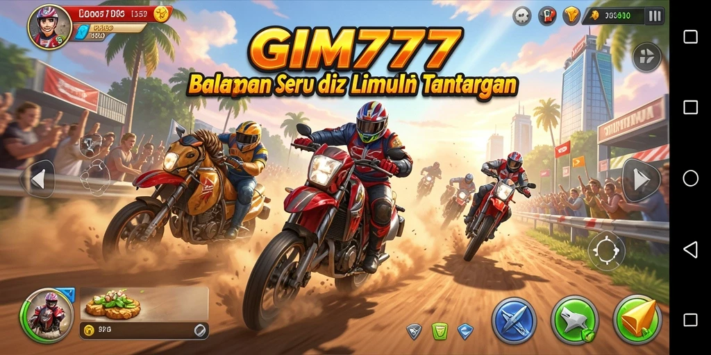 Screenshot GIM777 menampilkan aksi balapan yang mendebarkan.