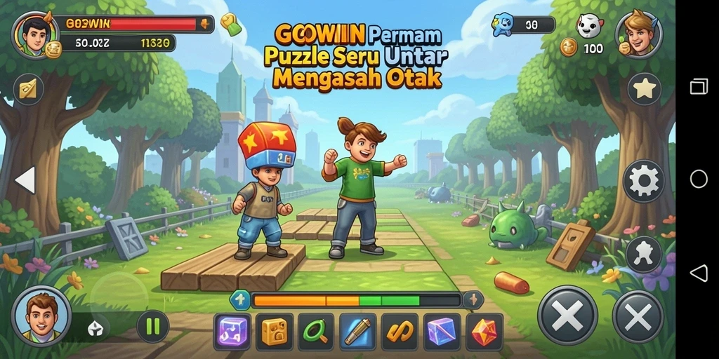 Screenshot GOWIN menampilkan gameplay Puzzle yang seru dan tantangan menarik.