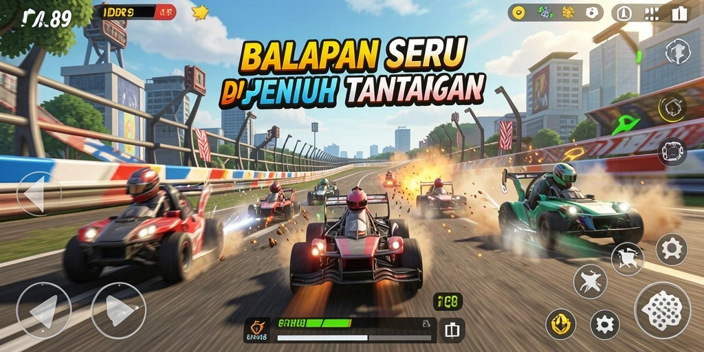 Screenshot IDR89 menunjukkan intensitas balapan yang mendebarkan.