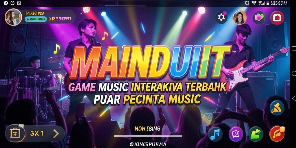 Tampilan gameplay MAINDUIT dengan berbagai pilihan alat musik.