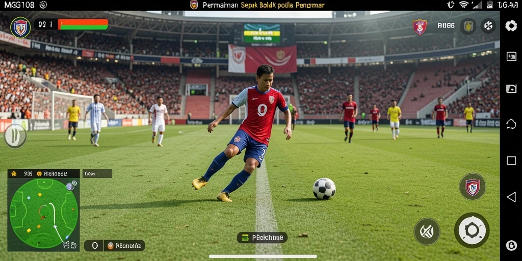 Tampilan gameplay MG108 yang seru dan mendebarkan di lapangan sepak bola.