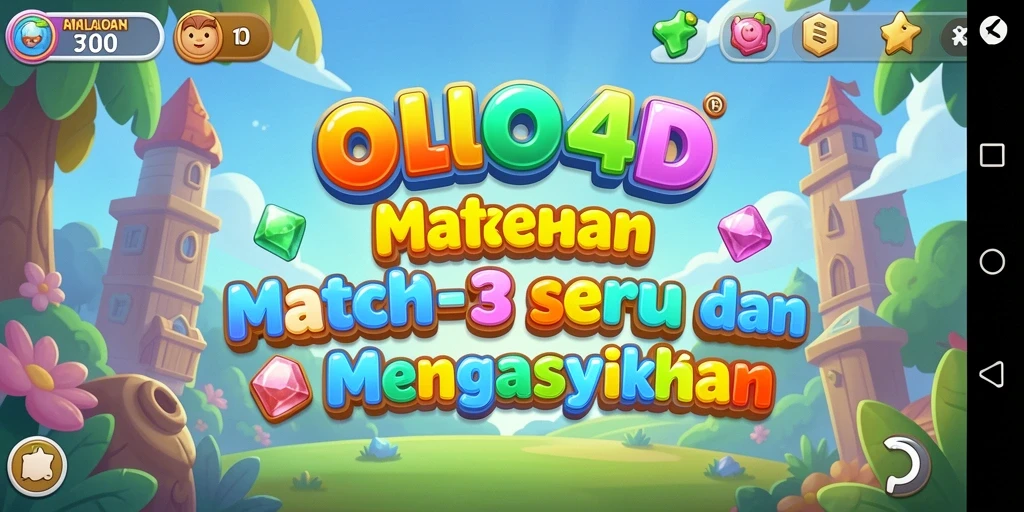 Screenshot utama OLLO4D menampilkan gameplay Match-3 yang seru.