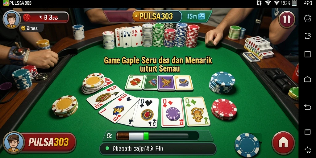 Tampilan gameplay seru PULSA303 dengan fitur Gaple yang menarik.