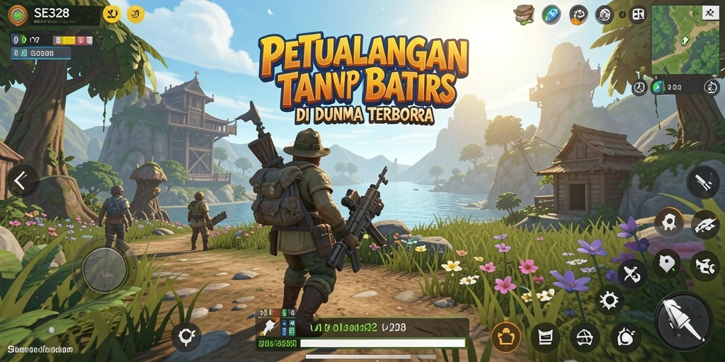 Gameplay SE328 yang menampilkan petualangan di dunia terbuka yang luas.