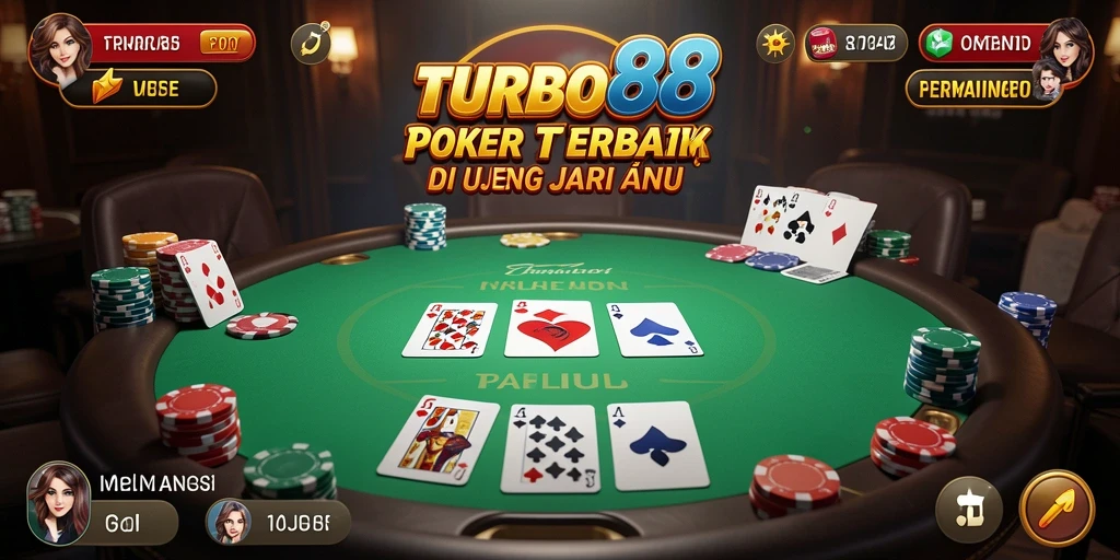 Tampilan gameplay Poker yang mengesankan dan interaktif di TURBO88.