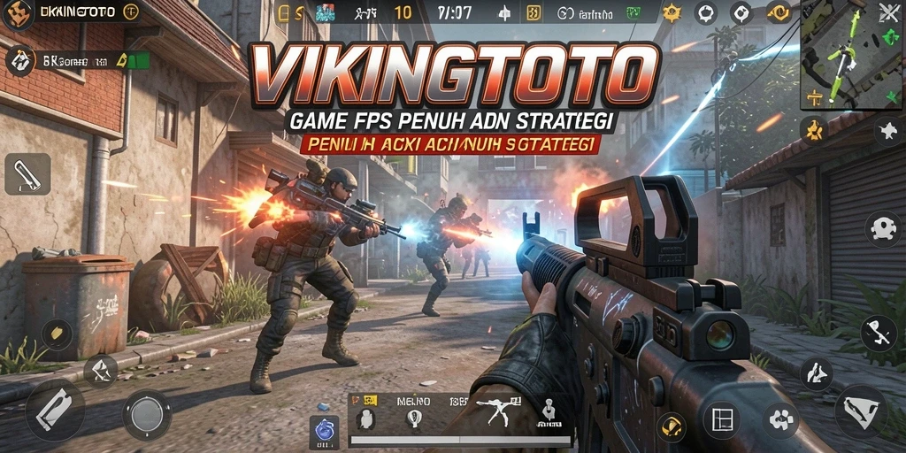 Tampilan screenshot VIKINGTOTO menunjukkan pertempuran intens dalam mode FPS.